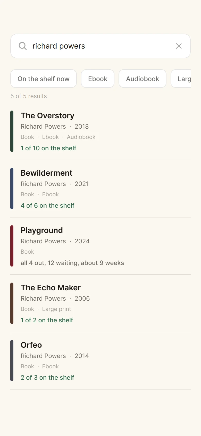 Folio Catalogue Search preview