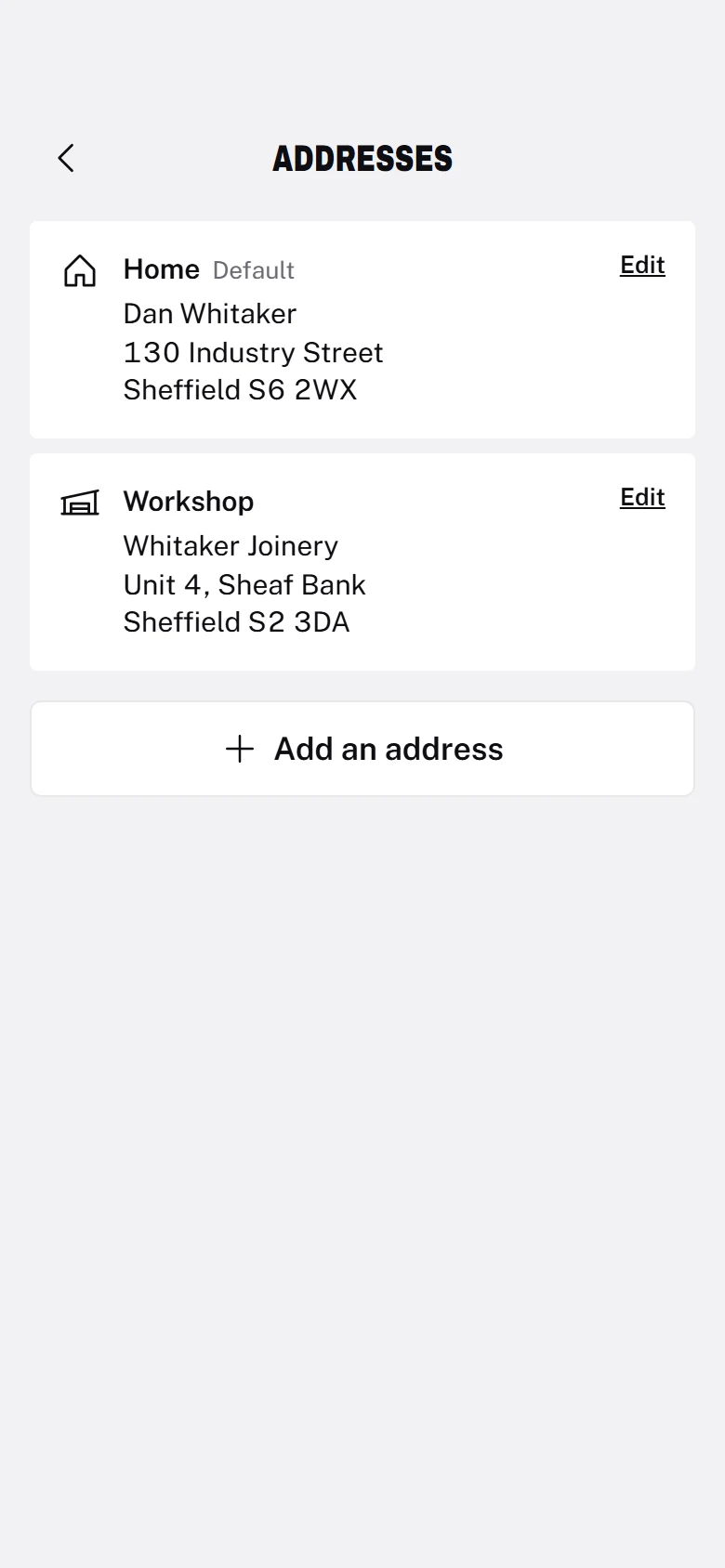 Forge Store Addresses preview