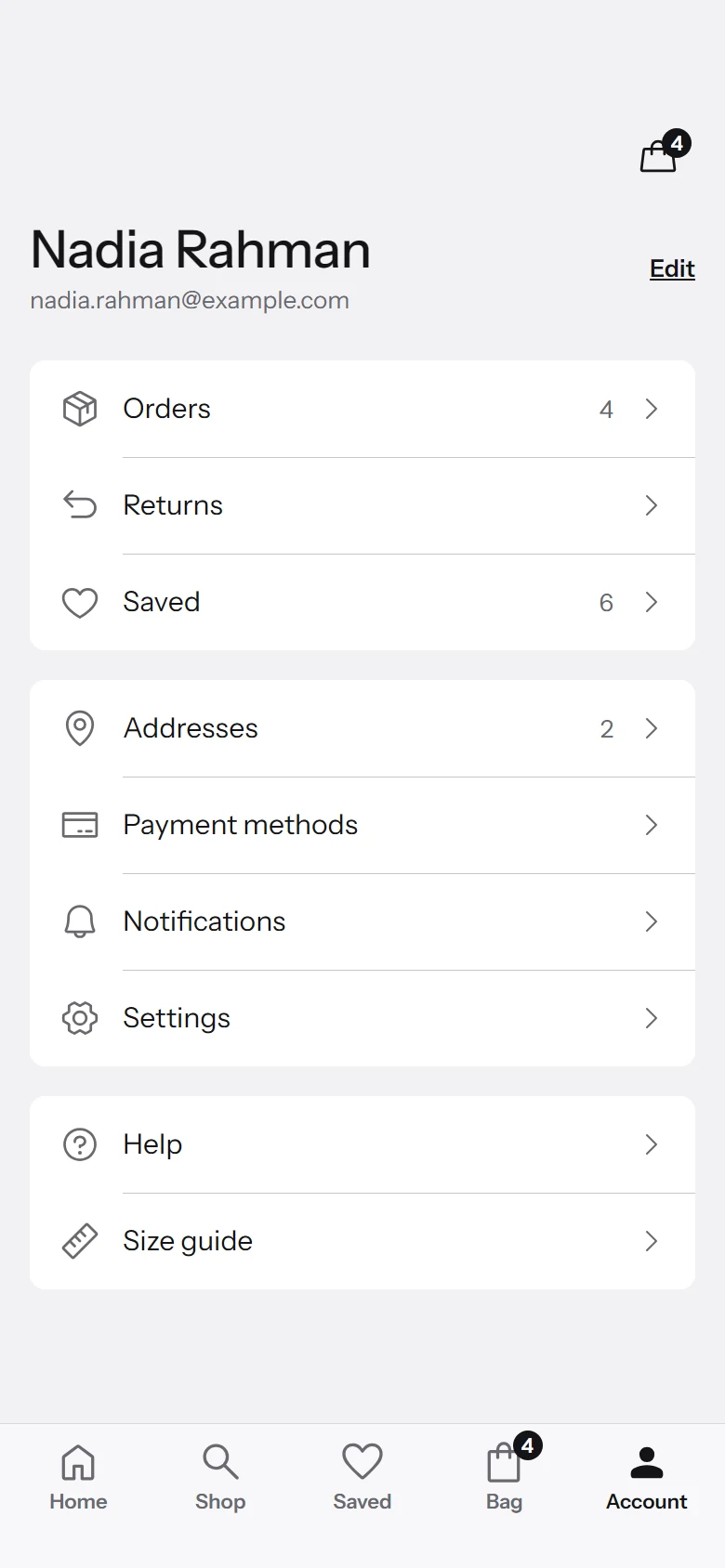 Form Store Account preview