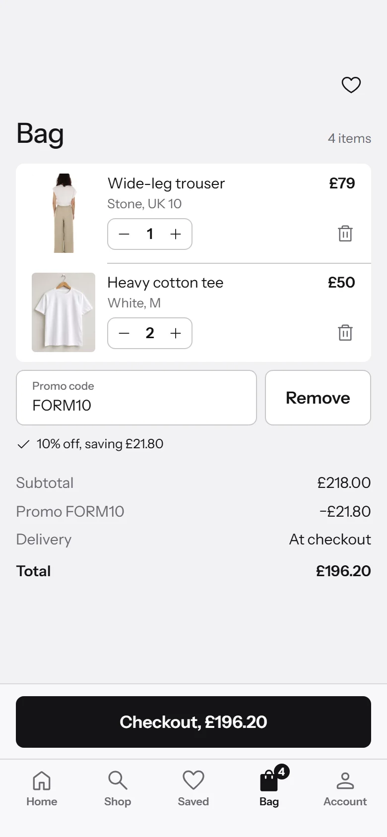 Form Store Bag With A Promo Code preview