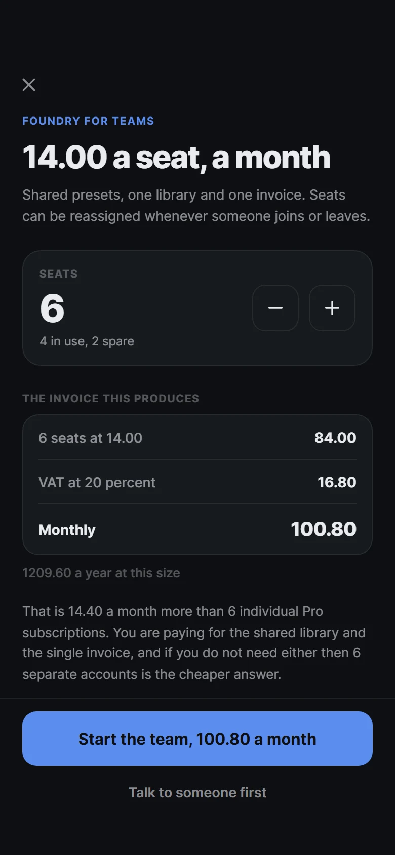 Foundry Team Seats preview