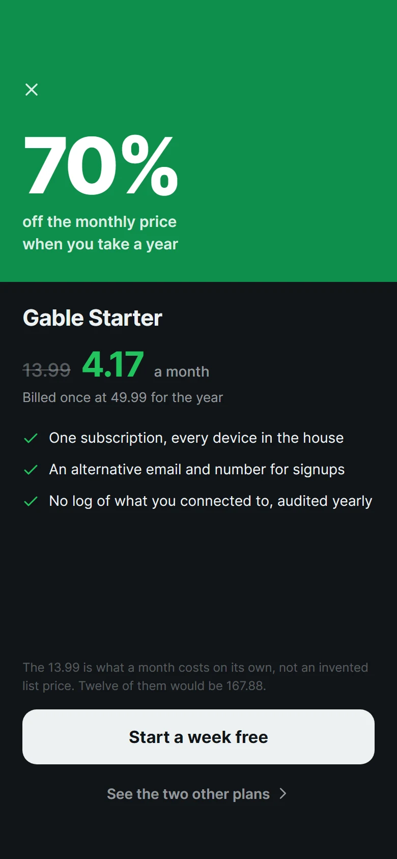 Gable Struck Monthly Price preview