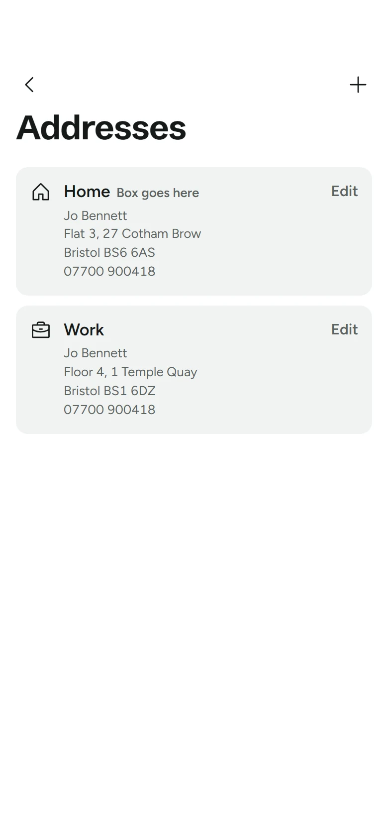 Graze Store Addresses preview