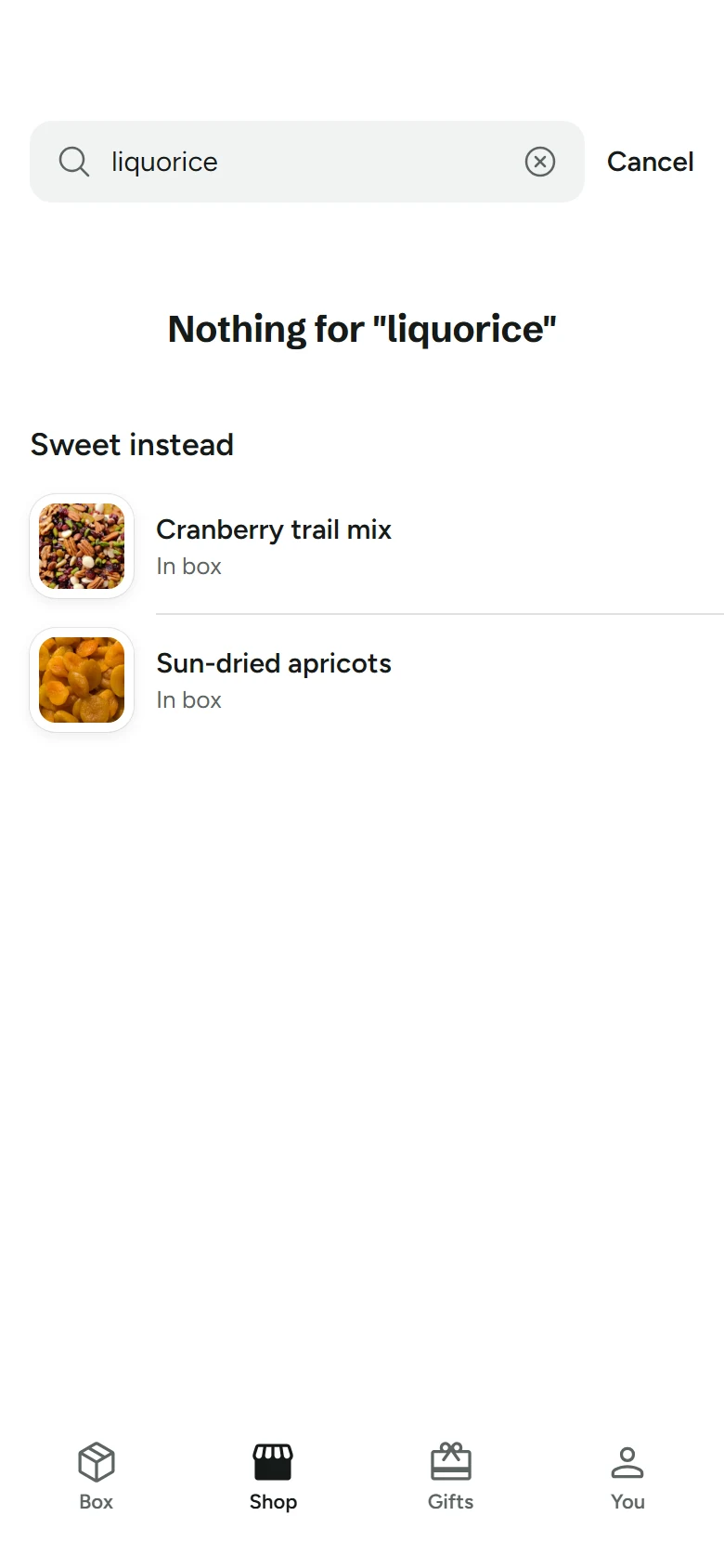 Graze Store No Results preview