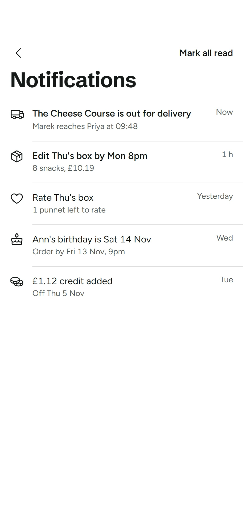 Graze Store Notifications preview