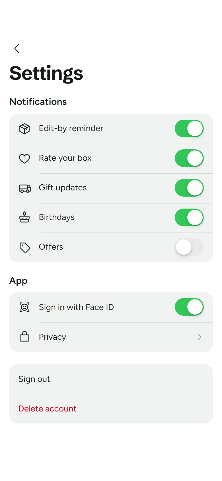 Graze Store Settings preview