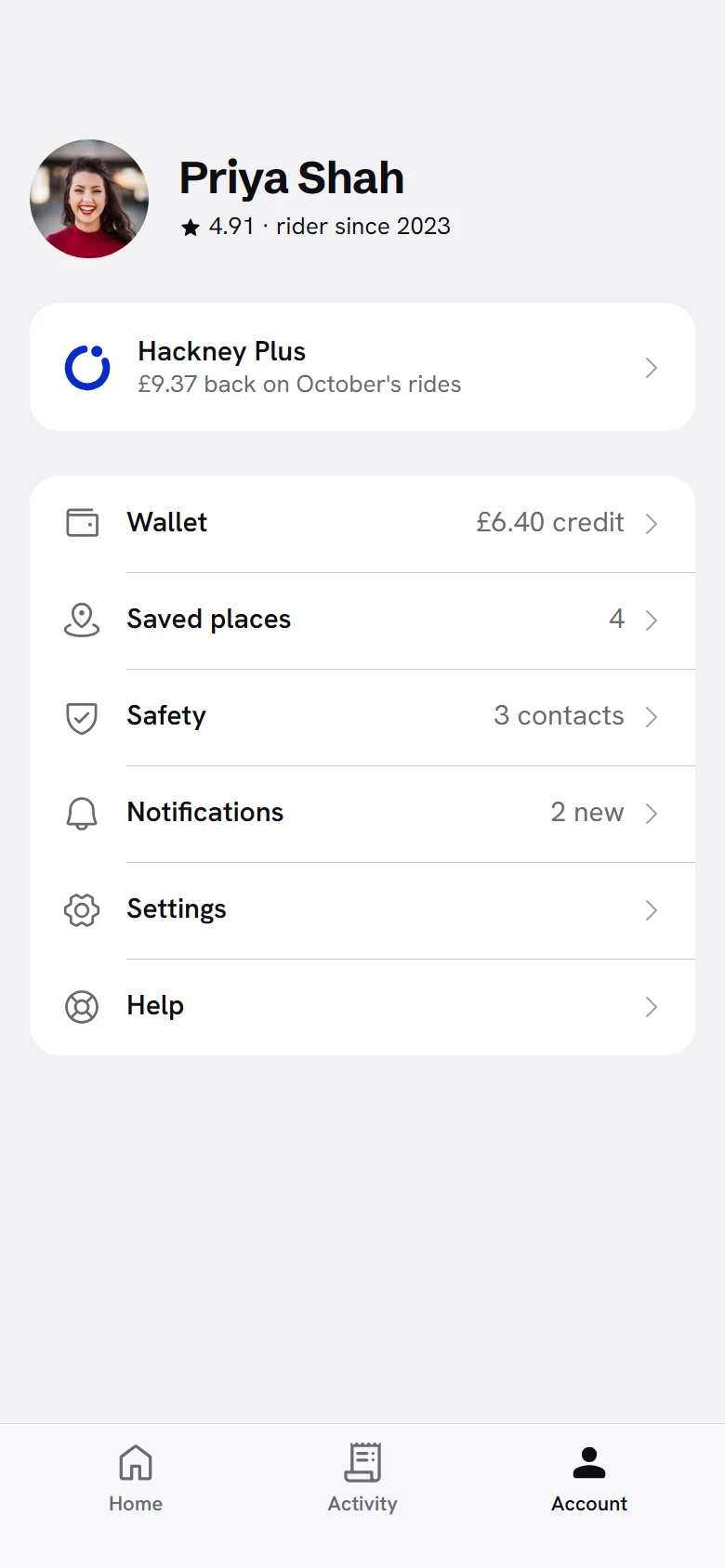 Hackney Account önizlemesi