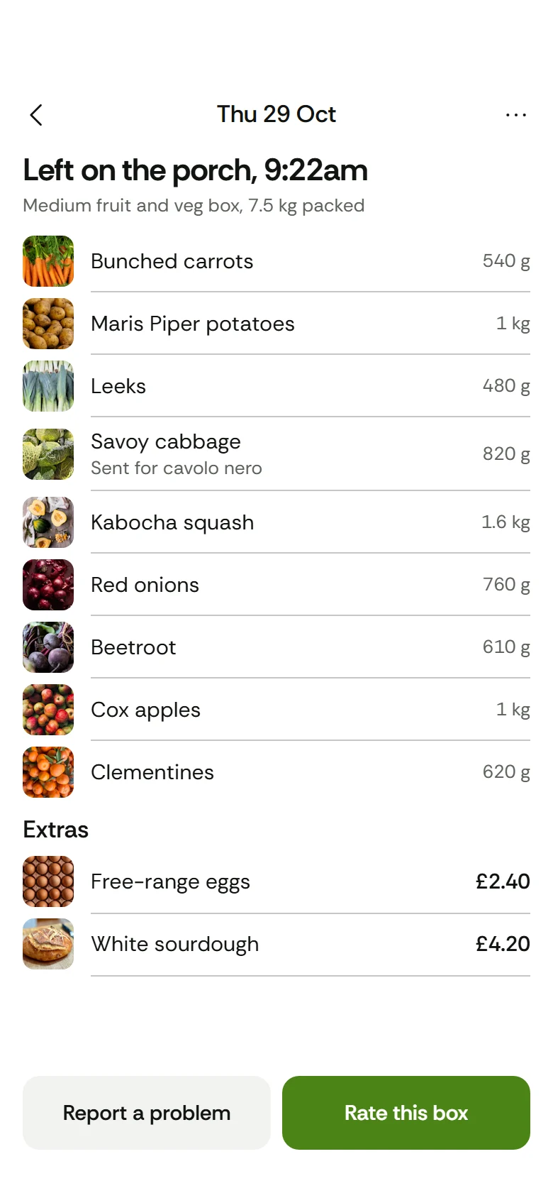 Harvest Store Delivery Detail preview