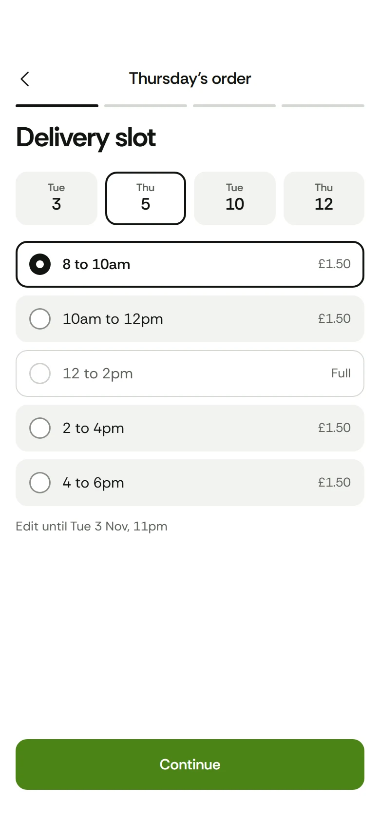 Harvest Store Delivery Slot preview