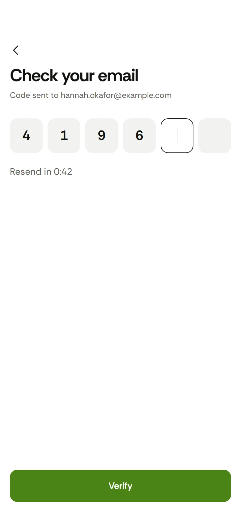 Harvest Store Verify Email preview