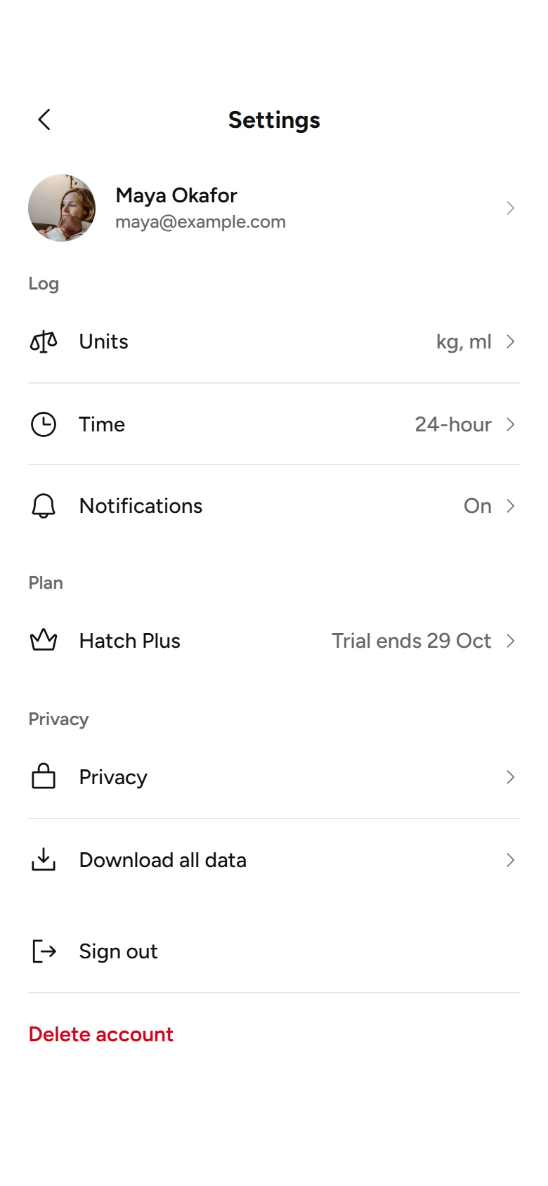 Hatch Settings preview