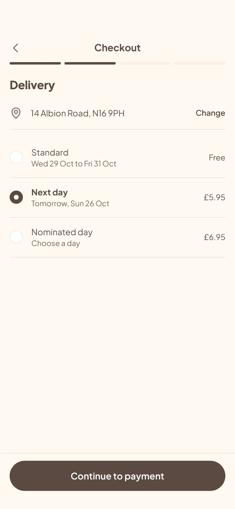 Haven Store Delivery Options preview