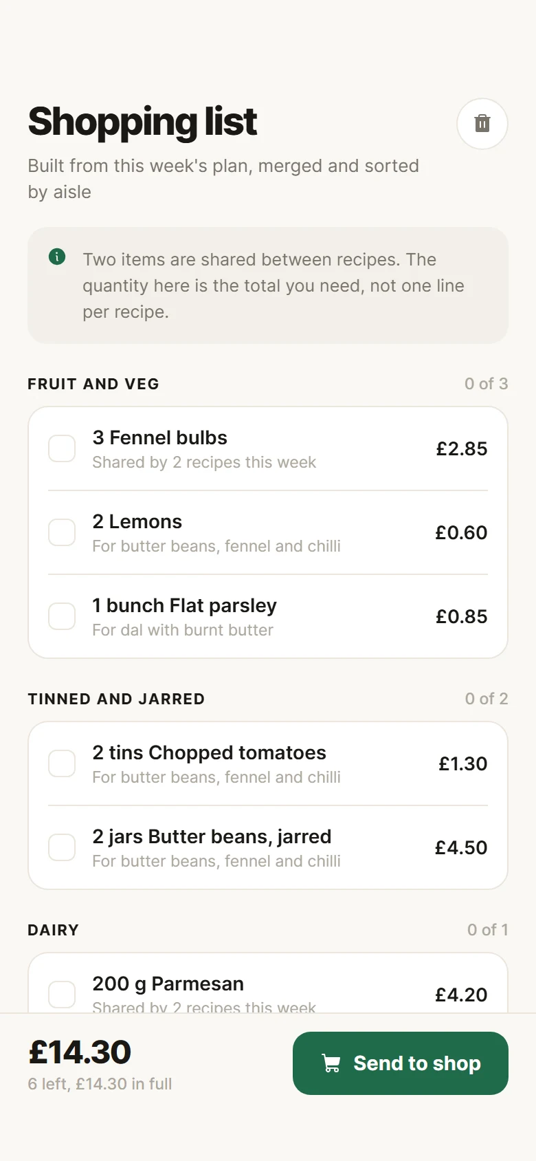 Hearth Shopping List preview