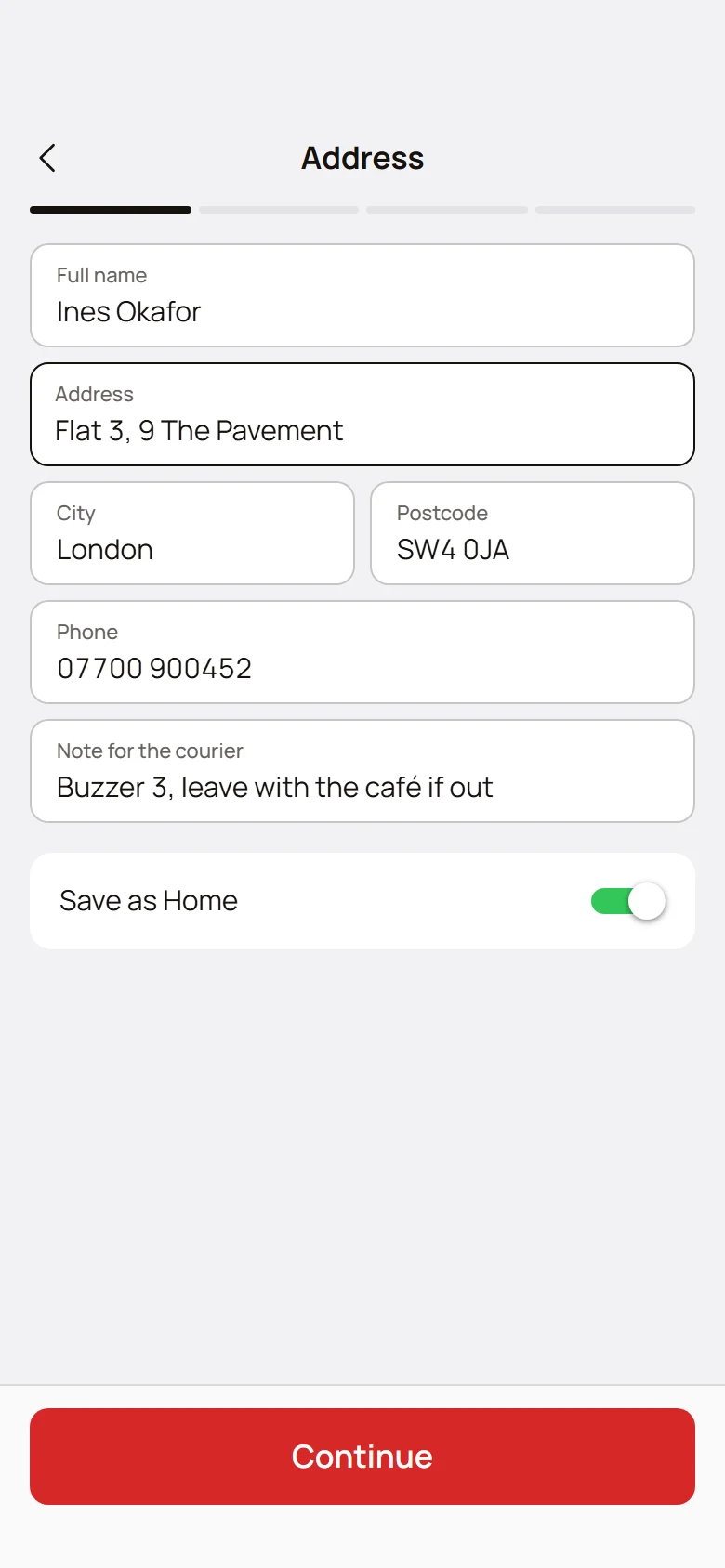 Hearth Store Delivery Address preview