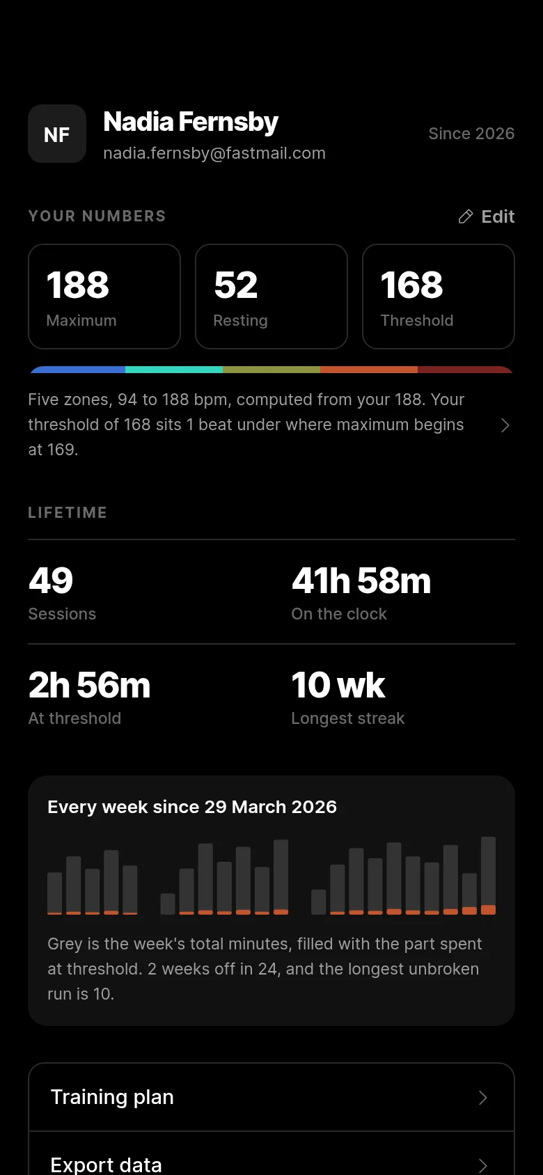 Interval Athlete Account preview
