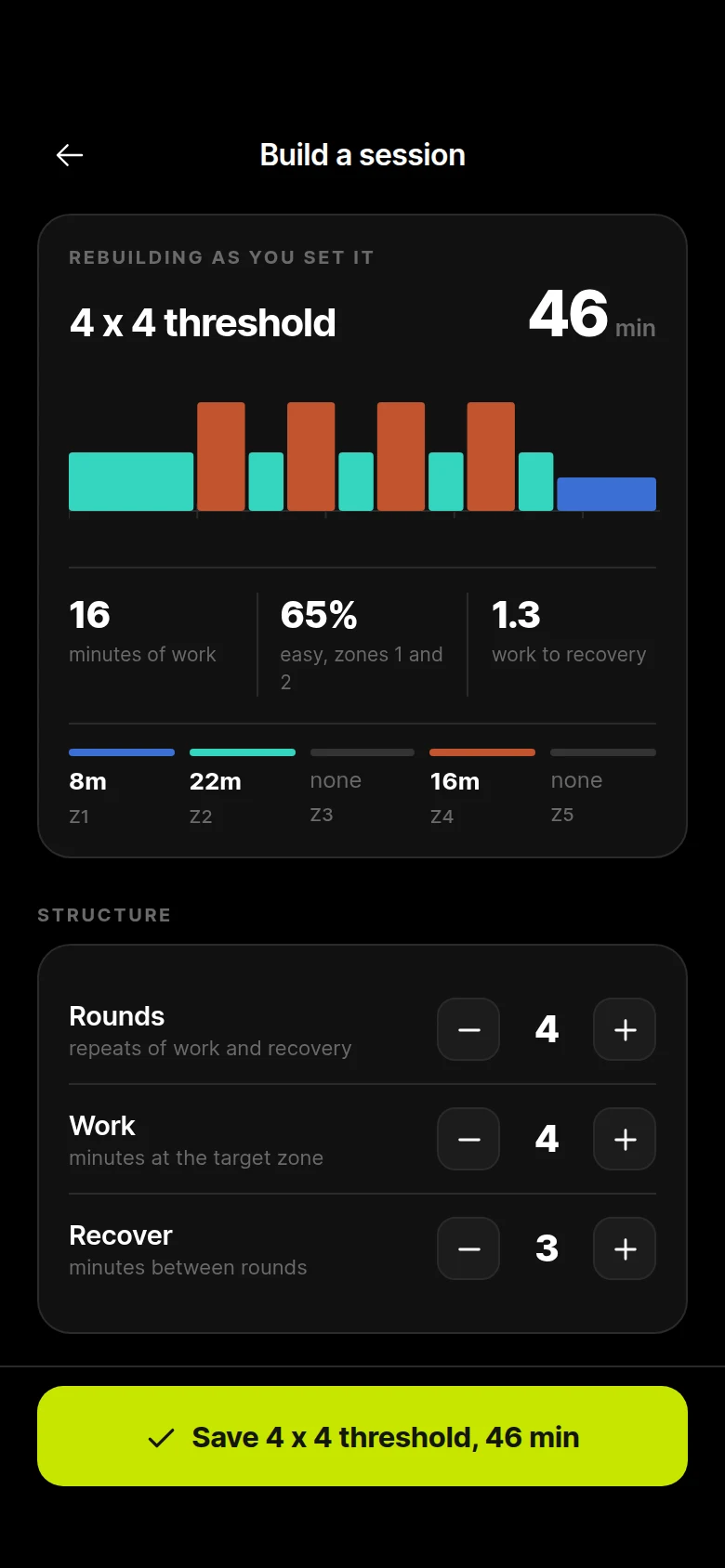 Interval Session Builder preview