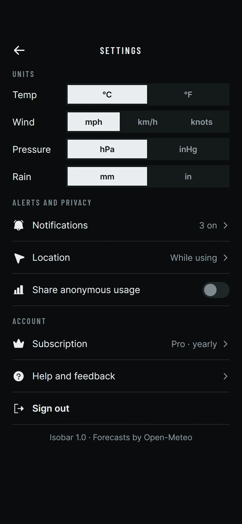 Isobar Settings preview