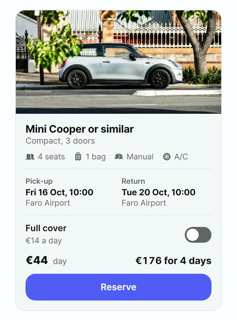 Jaunt Car Rental Card preview