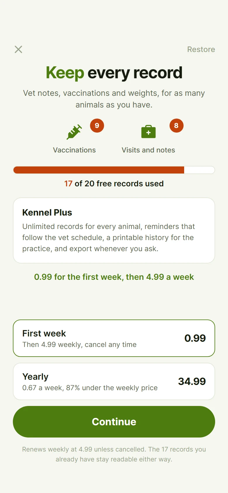 Kennel Records Used preview