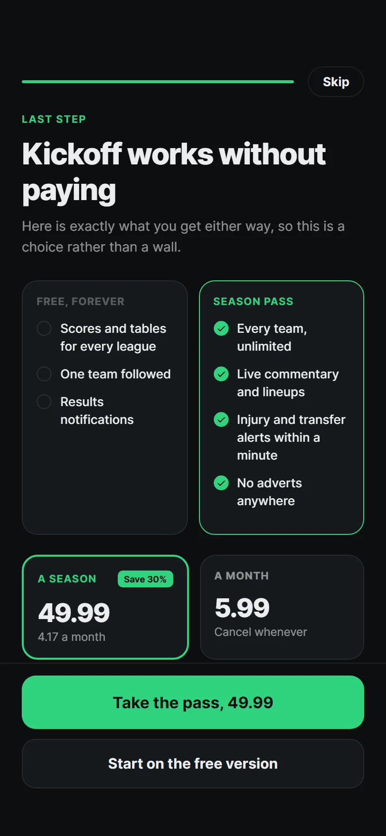 Kickoff Paywall In Onboarding 미리보기