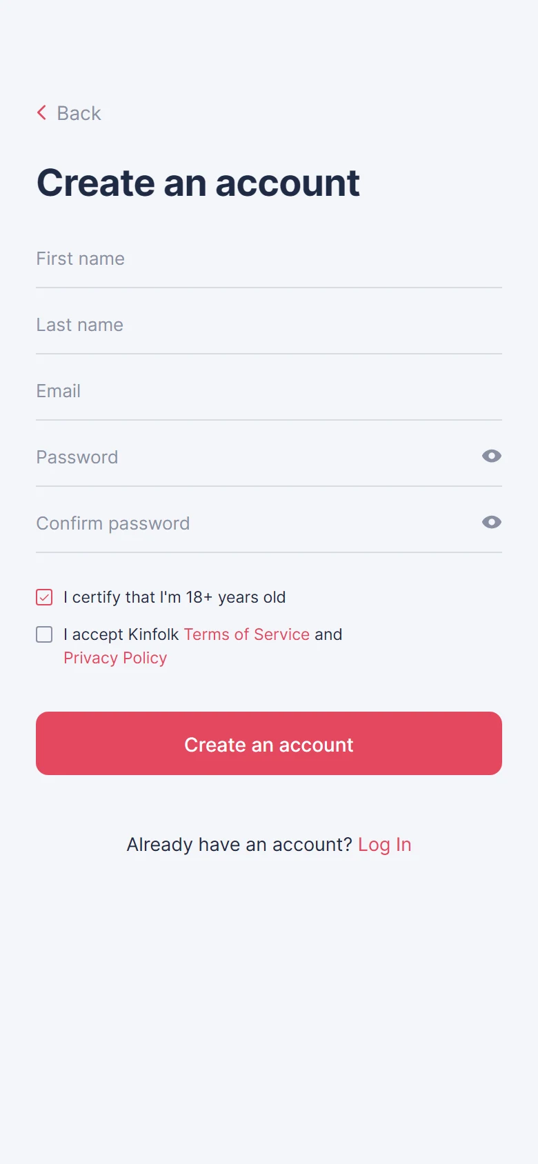 Kinfolk Create An Account preview