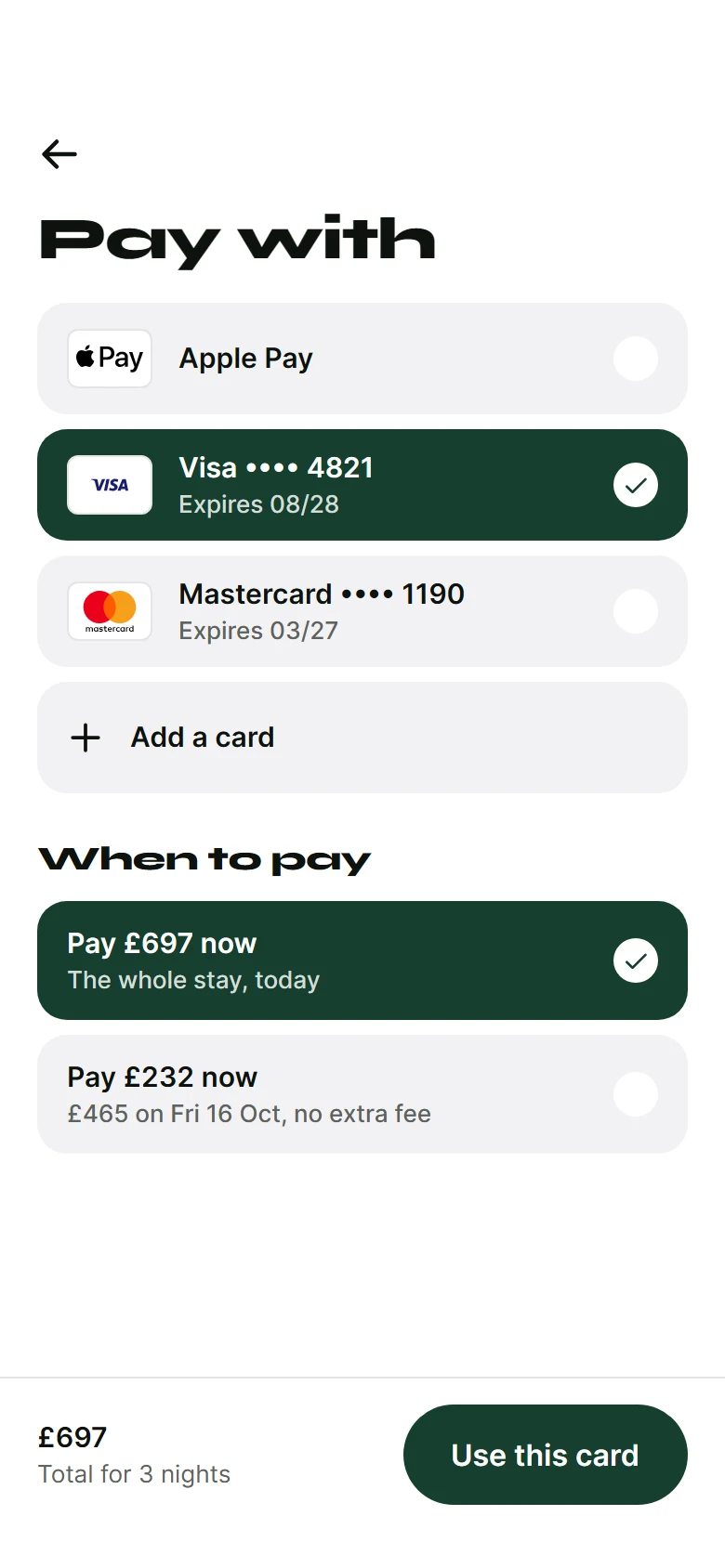 Larch Payment preview