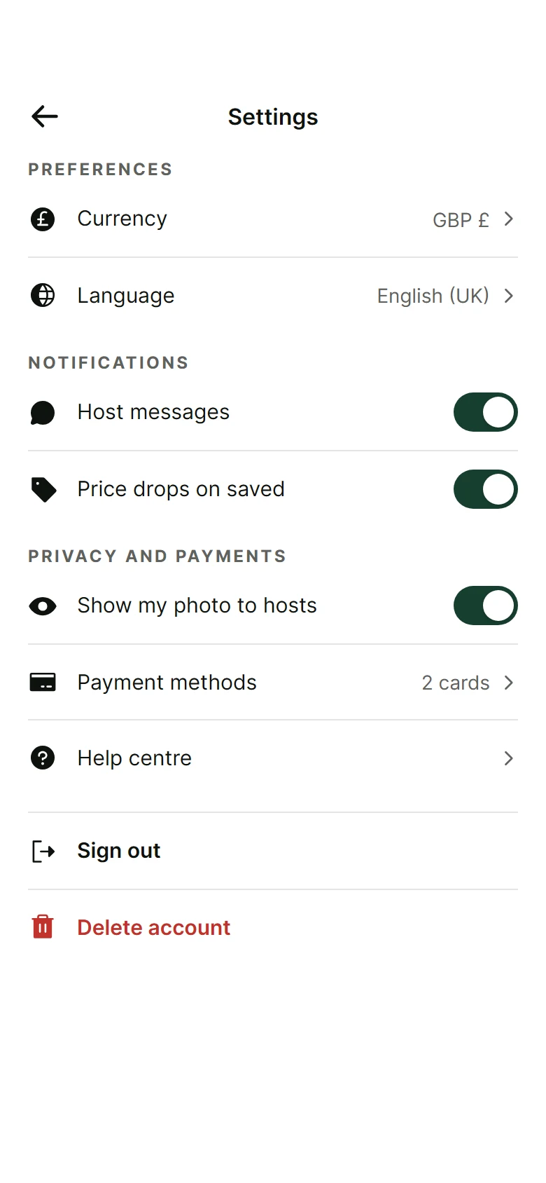 Larch Settings preview