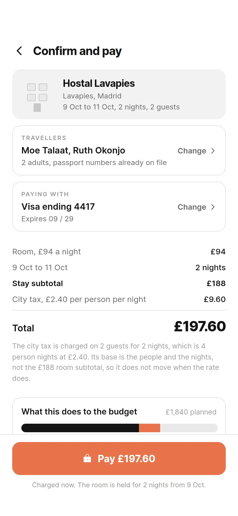 Layover Confirm and Pay preview