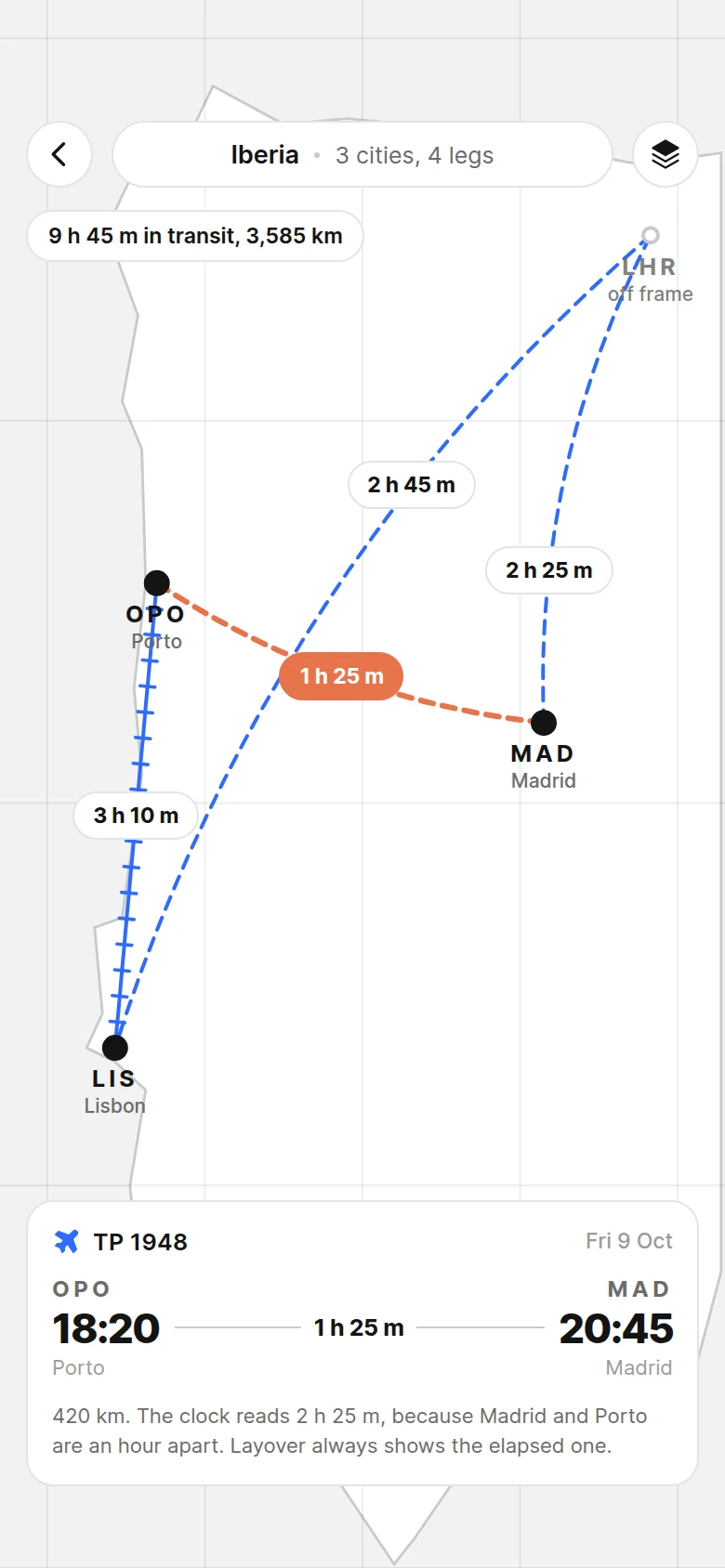 Layover Route Map preview