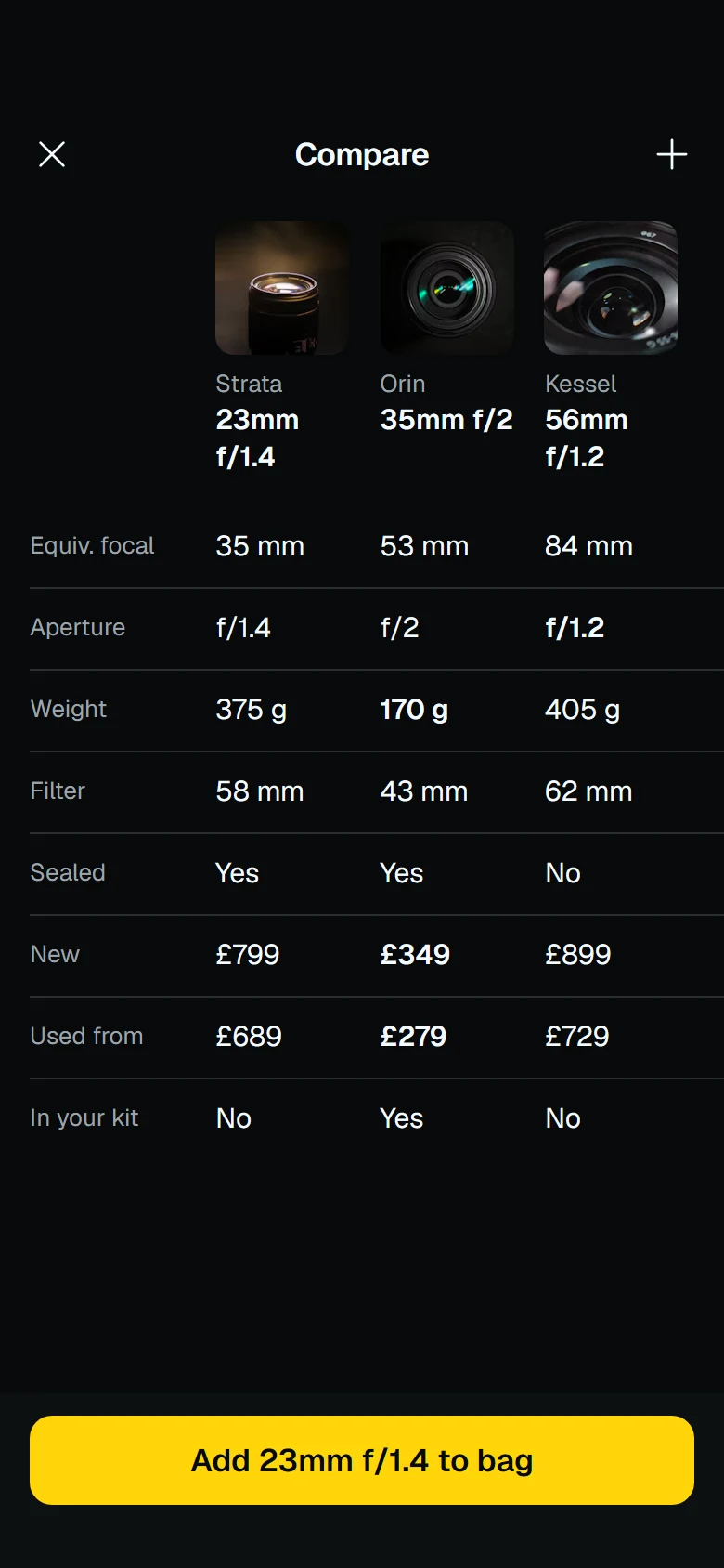 Lens Store Compare preview