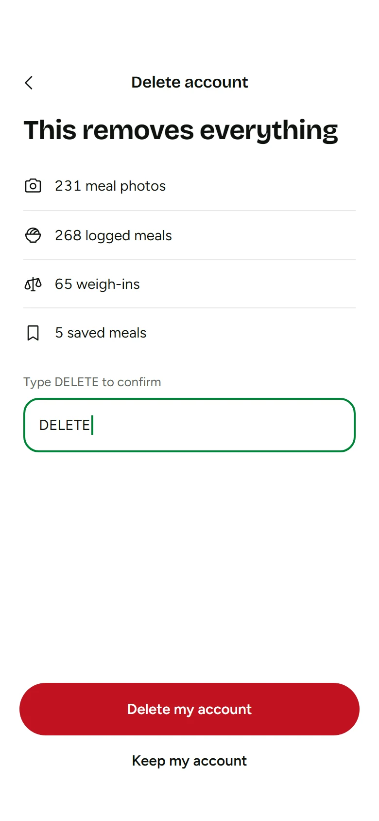 Loam Delete Account preview