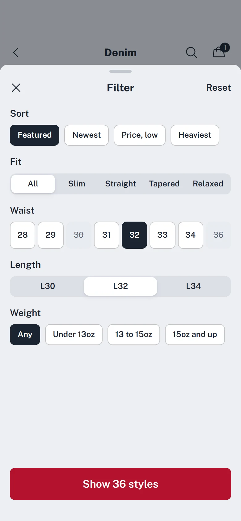 Loom Store Filters preview
