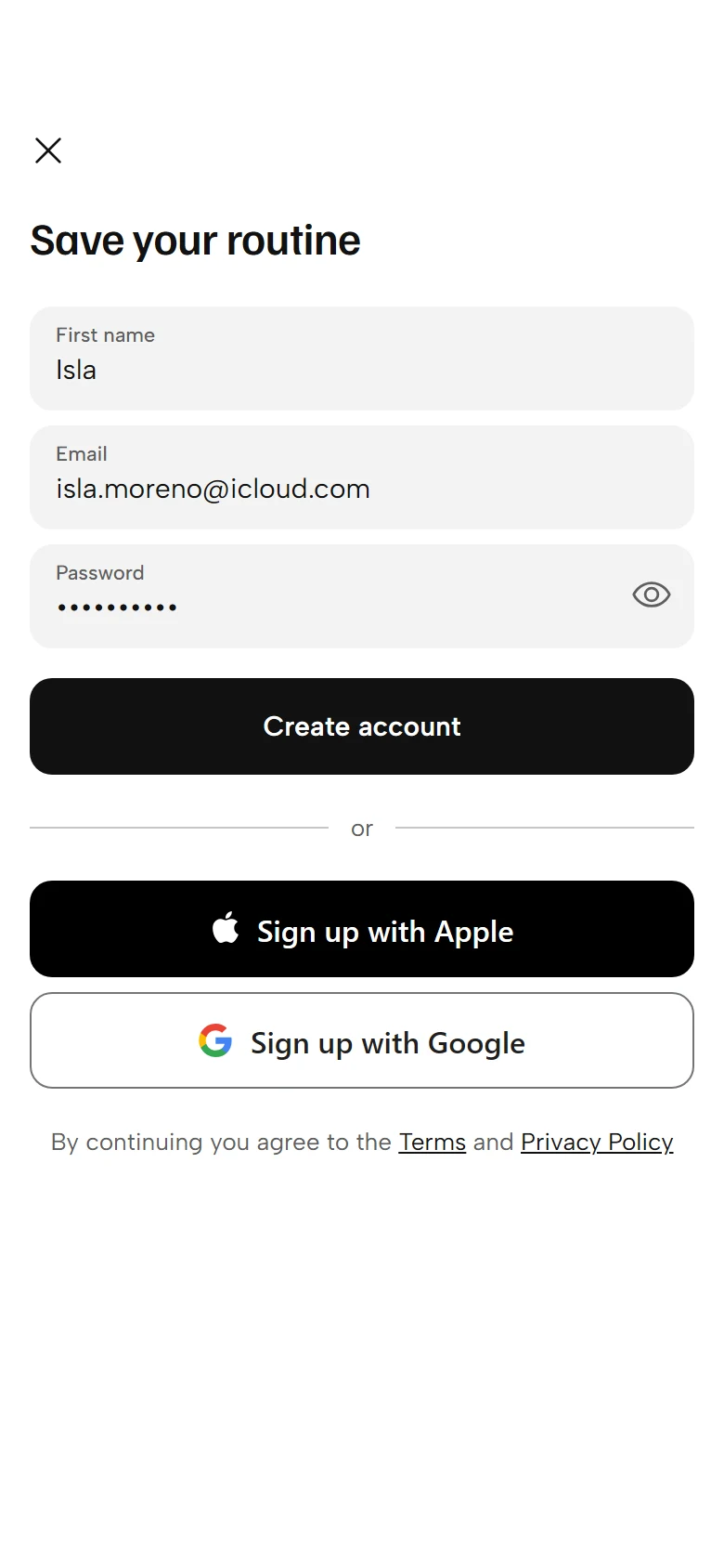 Lumen Store Create Account preview