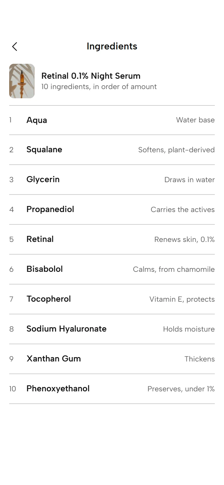 Lumen Store Ingredients preview