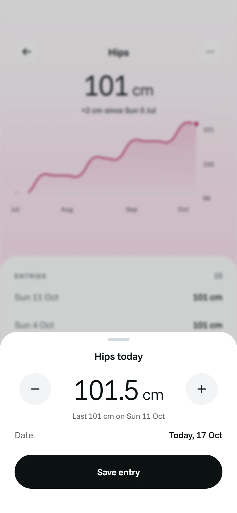 LunaFit Add Measurement preview