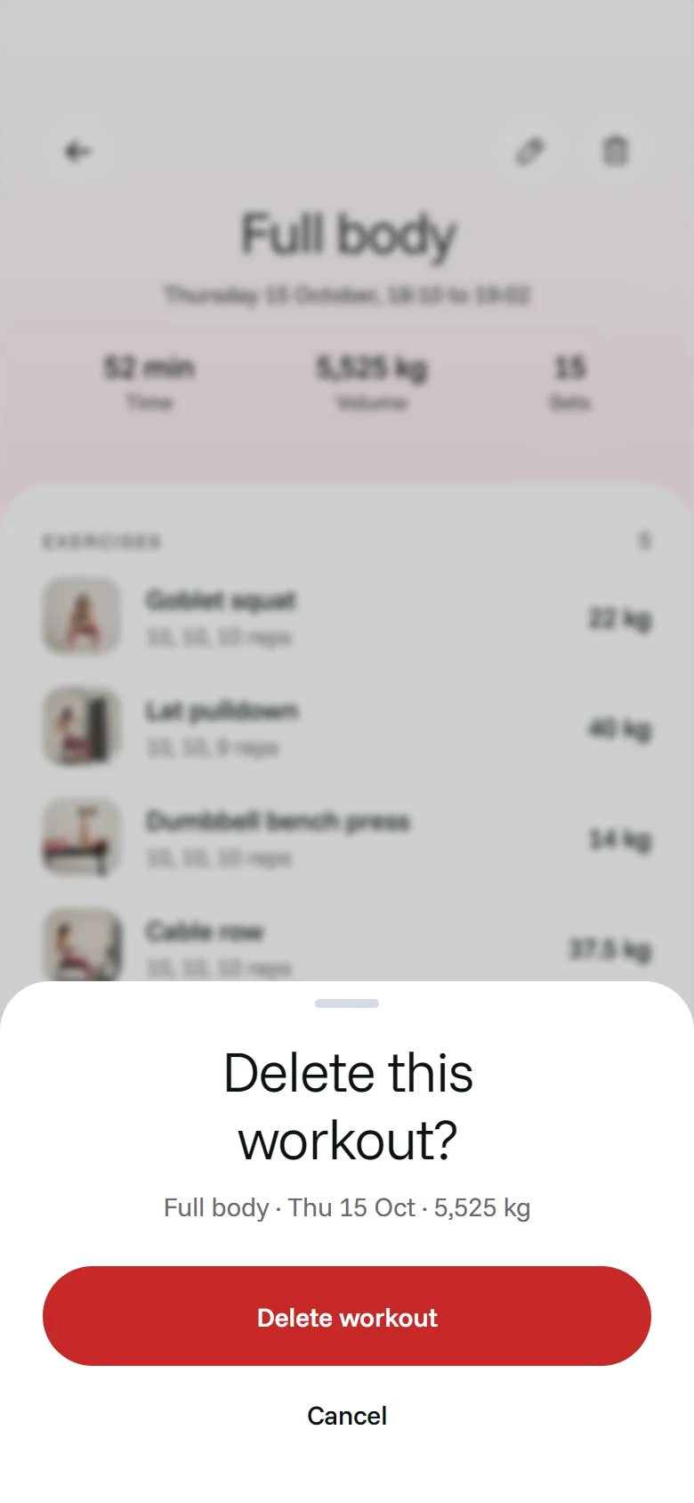 LunaFit Delete Session preview