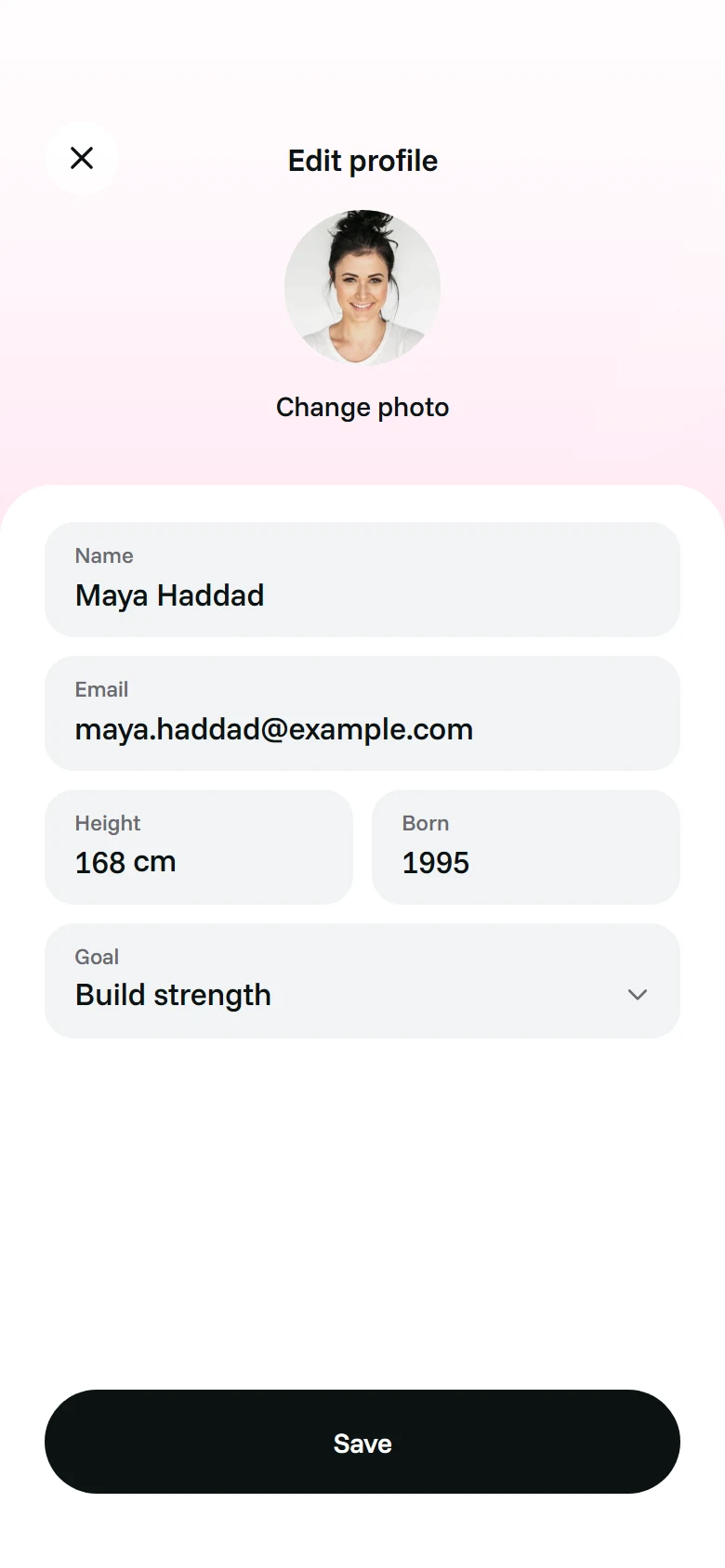 LunaFit Edit Profile preview