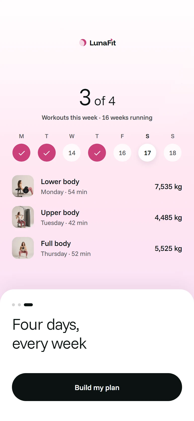 LunaFit Intro Weekly Streak preview