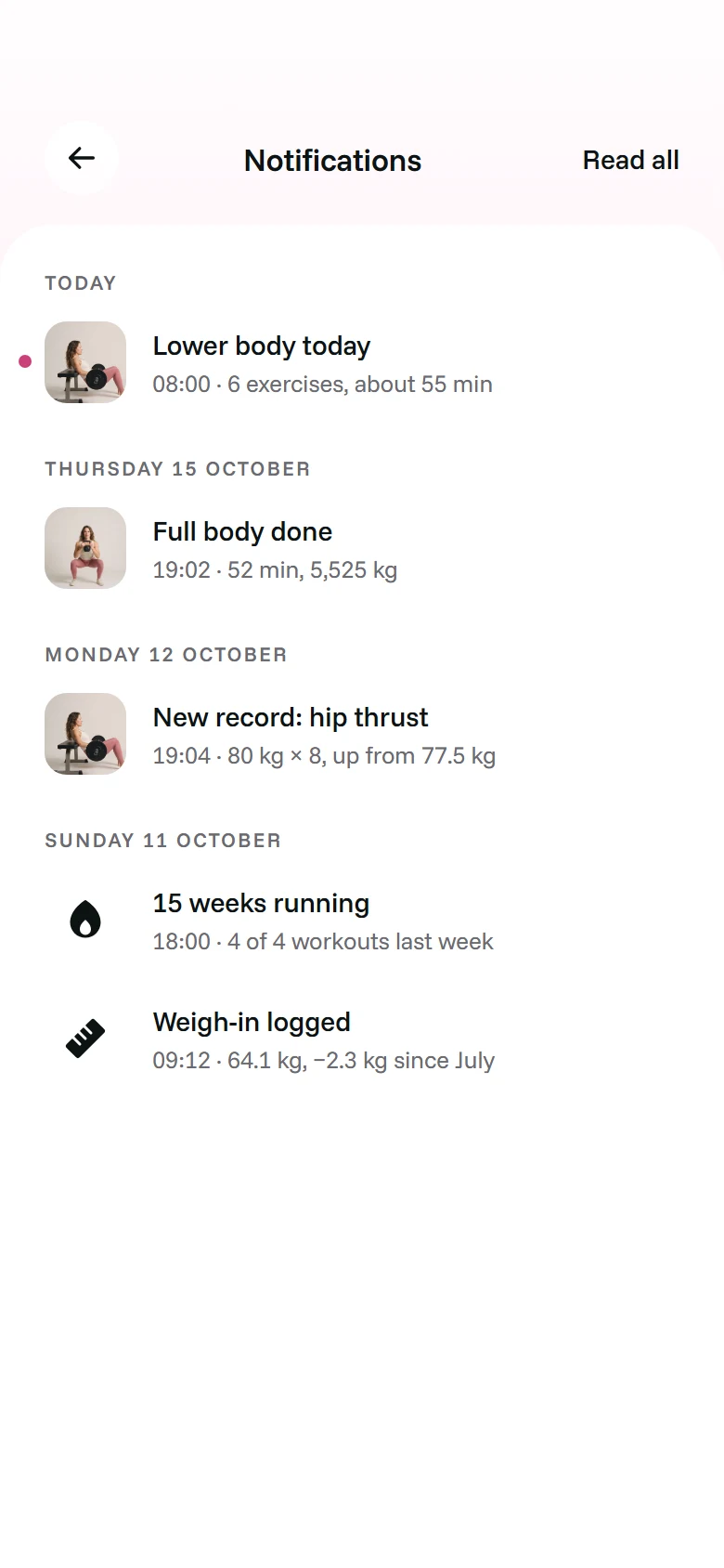 LunaFit Notifications preview
