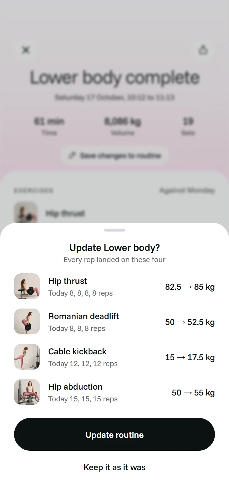 LunaFit Save To Routine preview