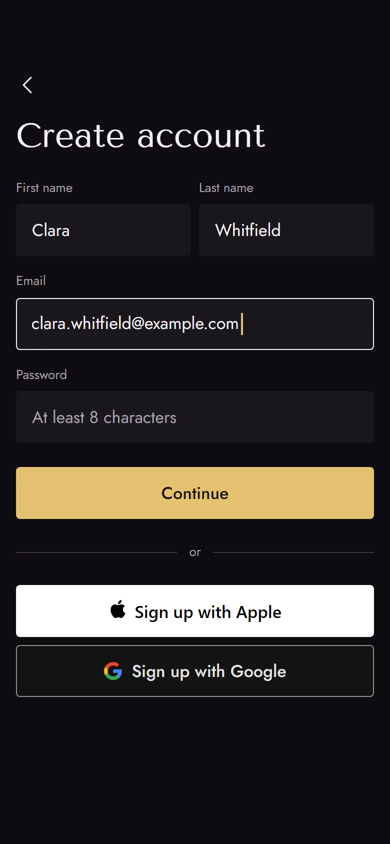 Maison Store Create Account preview