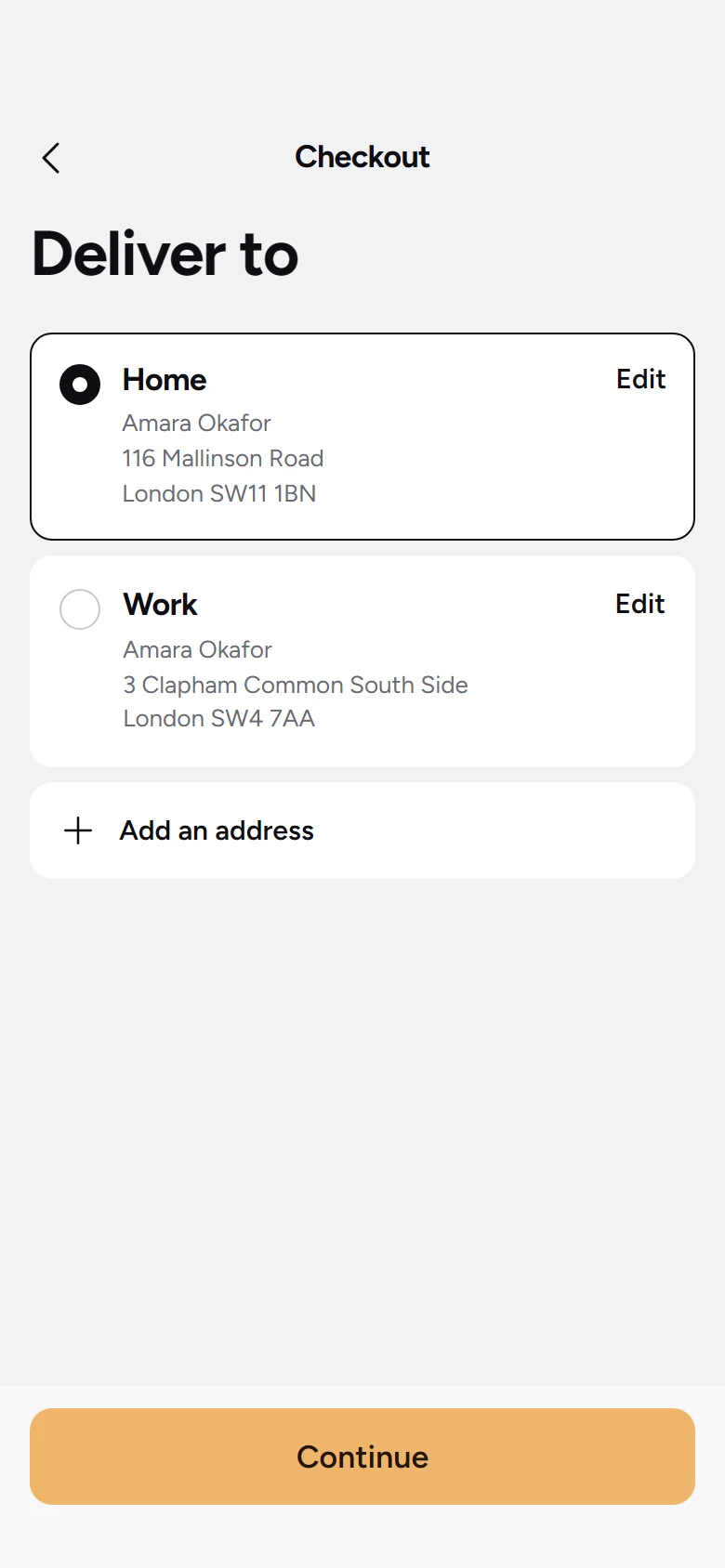 Mane Store Delivery Address preview