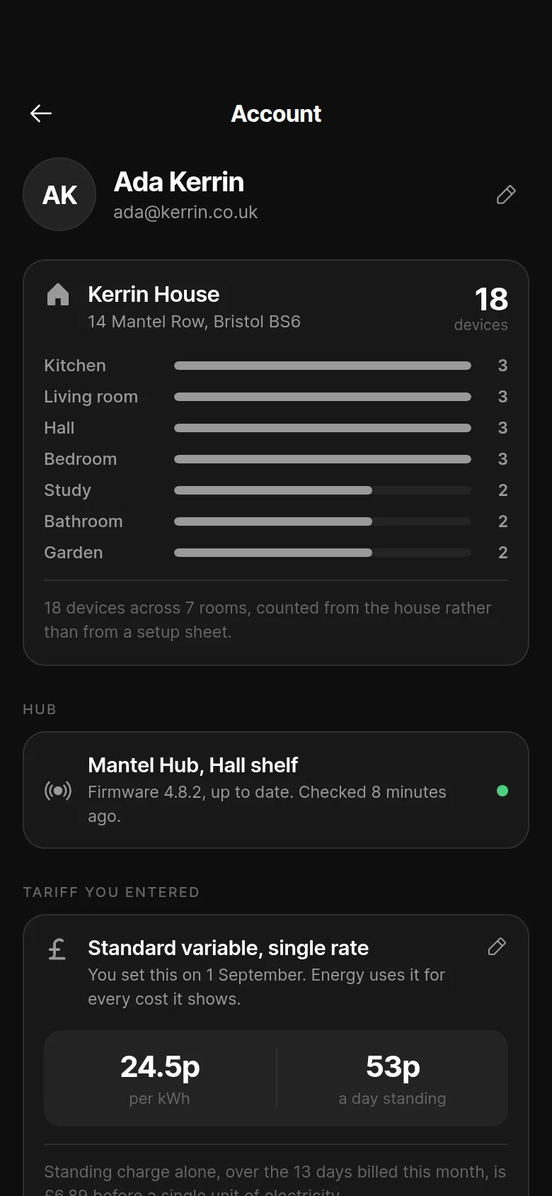 Mantel Account preview