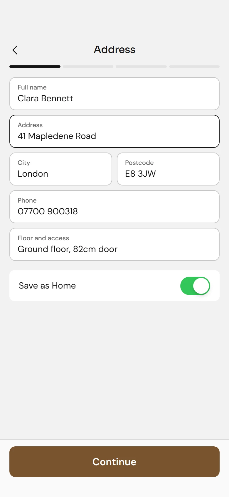 Marble Store Delivery Address preview