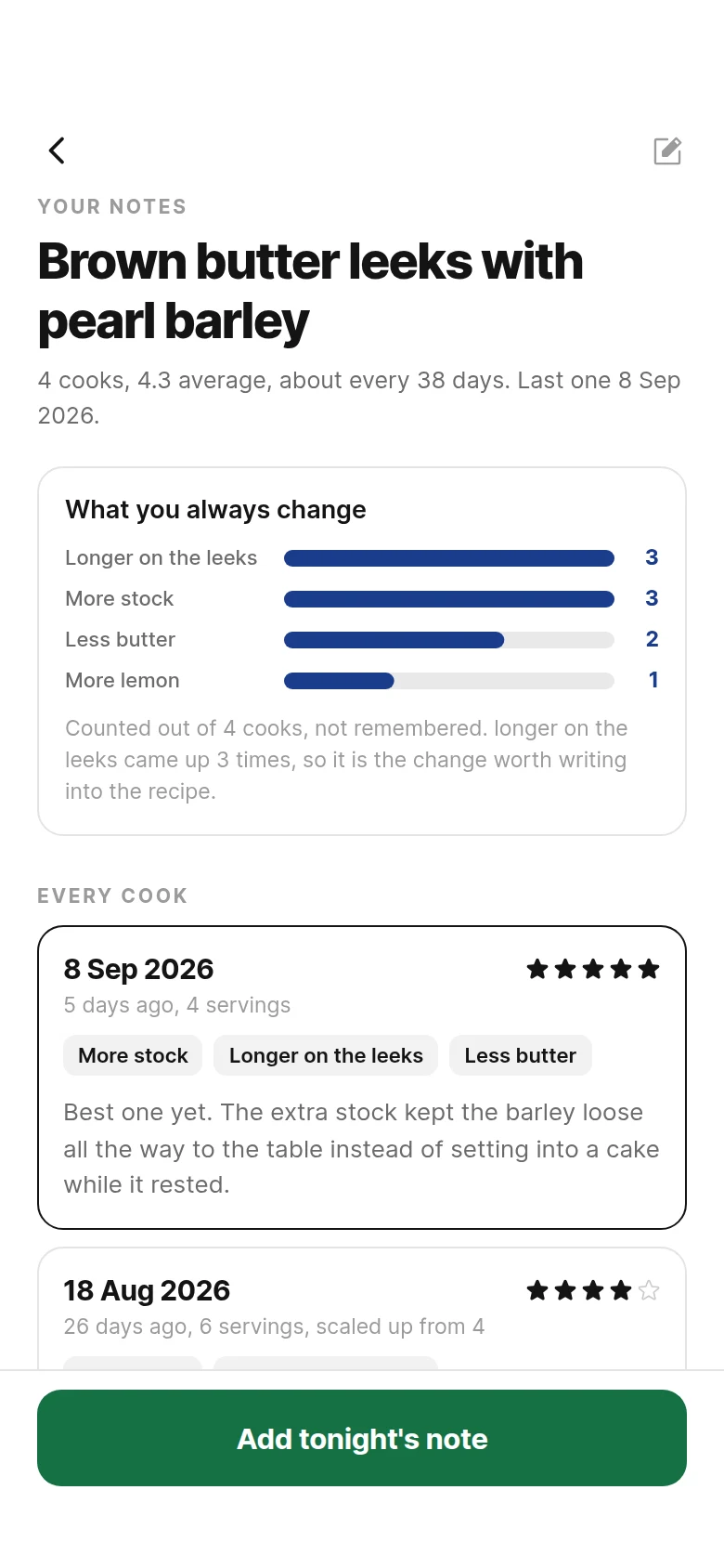 Mise Recipe Notes preview
