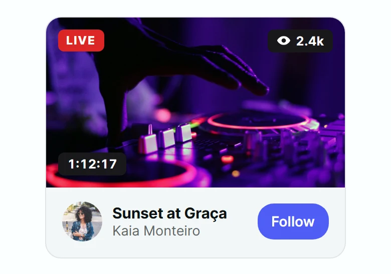 Montage Live Stream Card preview