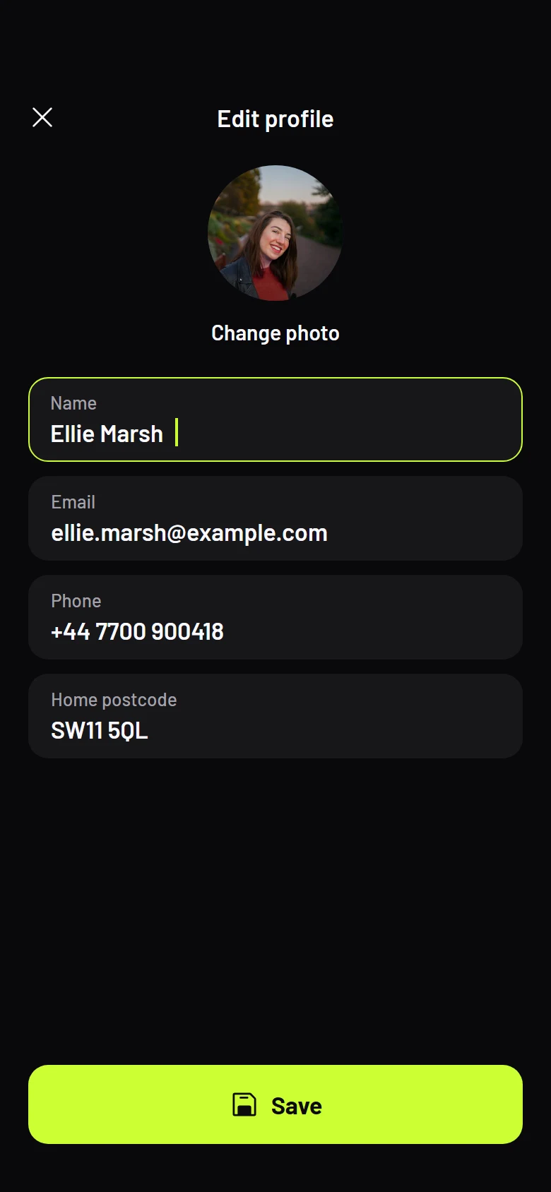 Mooring Edit Profile preview