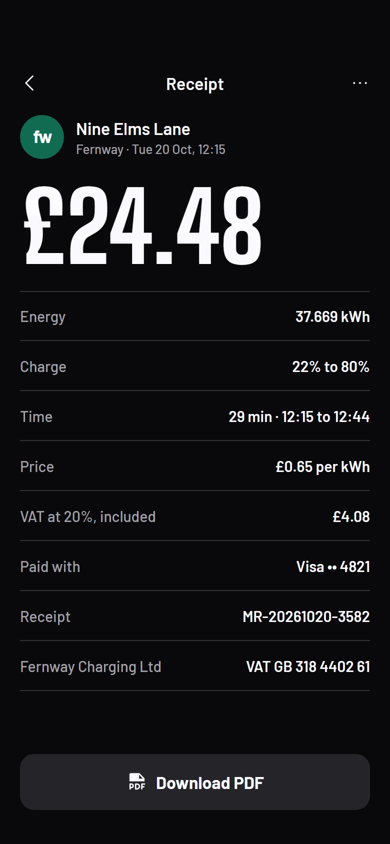Mooring Receipt preview