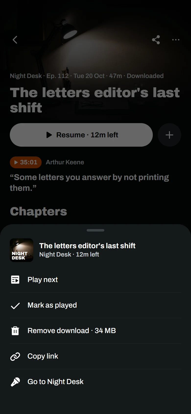 Podgląd Murmur Episode Options
