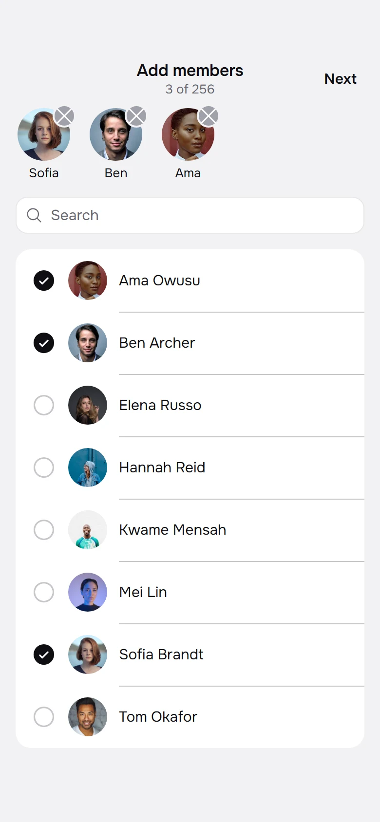 Natter Add Members preview